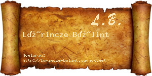 Lőrincze Bálint névjegykártya
